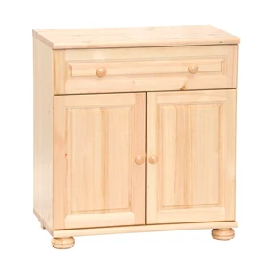 Két ajtós, fiókos, polcos, fenyő komód