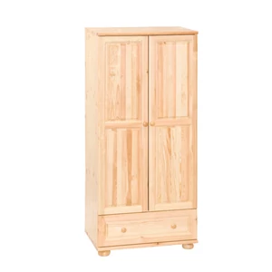 225 termék, 2 ajtós + 1 fiókos natúr borovi fenyő szekrény, válaszfalas 80 cm széles