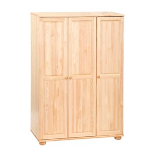 231 termék, 3 ajtós natúr borovi fenyő szekrény, akasztós és polcos 120 cm széles