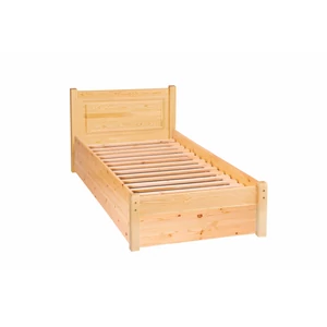 319G termék, fenyő heverő, natúr borovi fenyő ágy, 90x200-as fekvőfelülettel, gázrugós ágyneműtartóval