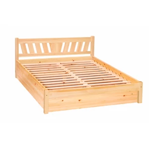 386G termék, fenyő franciaágy, natúr borovi fenyő ágy, 160x200-as fekvőfelülettel, gázrugós ágyneműtartóval