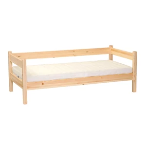 397 termék, fenyő heverő, natúr borovi fenyő ágy, 90x200-as fekvőfelülettel, fix kivitel, leesésgátlós oldallal