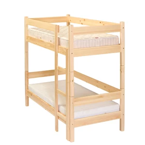 398 termék, fenyő emeleteságy, natúr borovi fenyő ágy, 90x200-as fekvőfelülettel, fix kivitel, 2 db egyszemélyes ággyá szétszedhető