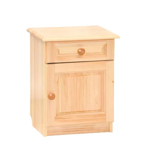 1 ajtós + 1 fiókos natúr borovi fenyő éjjeliszekrény