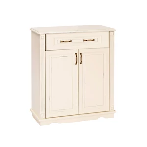 ANT123 termék, 2 ajtós + 1 fiókos festett fehér batikolt felületű, borovi fenyő komód, 96 cm széles